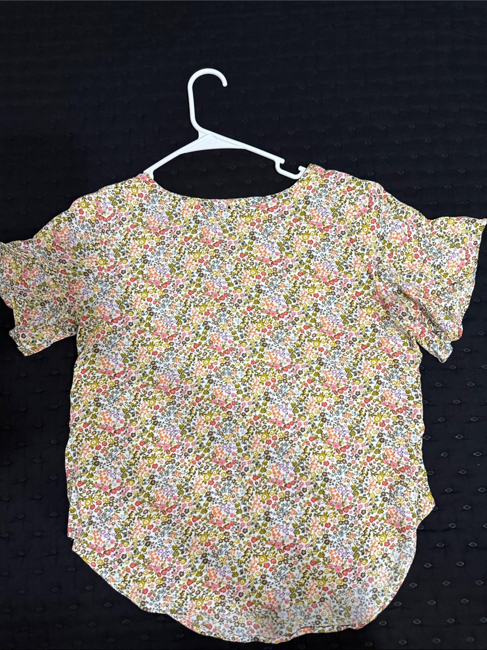 LOFT Short-Sleeve Floral Blouse in Pink, Yellow, Green